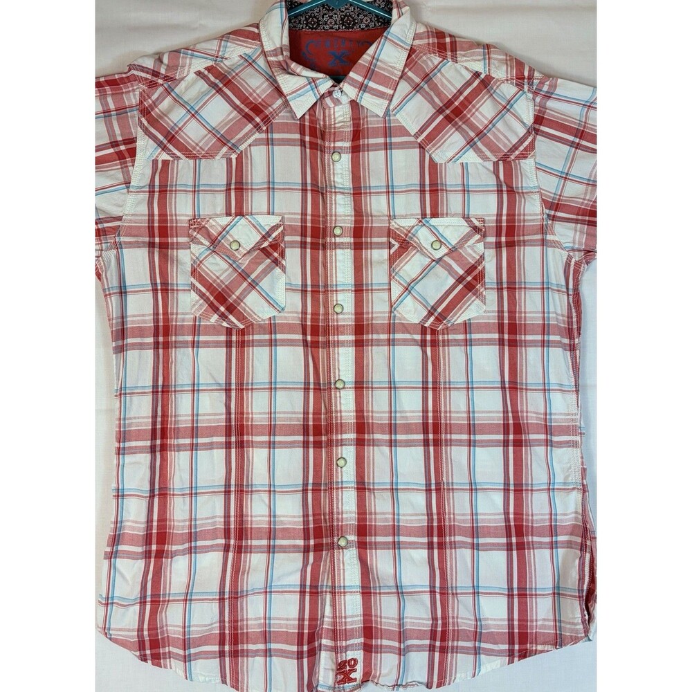 Twenty X Wrangler Shirt Pearl Snap Rodeo Western Cowboy Cuffs Red Plaid Men’s XL